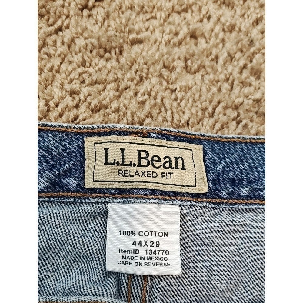 LL Bean Relaxed Fit Jeans Size 44X29 Blue used denim workwear dadcore cotton - Picture 4 of 12